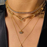 White Eye Evil Eye Sterling Silver Necklace and Studs Set